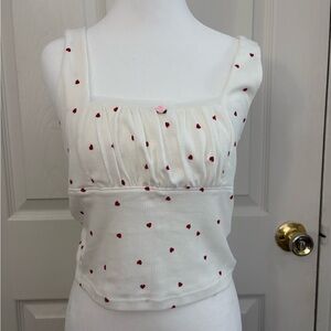 Aeropostale White Top with Red Heart Pattern